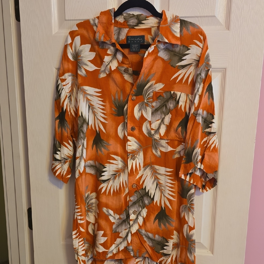 Scandia Woods‎ Orange and Gray Leaf Shirt